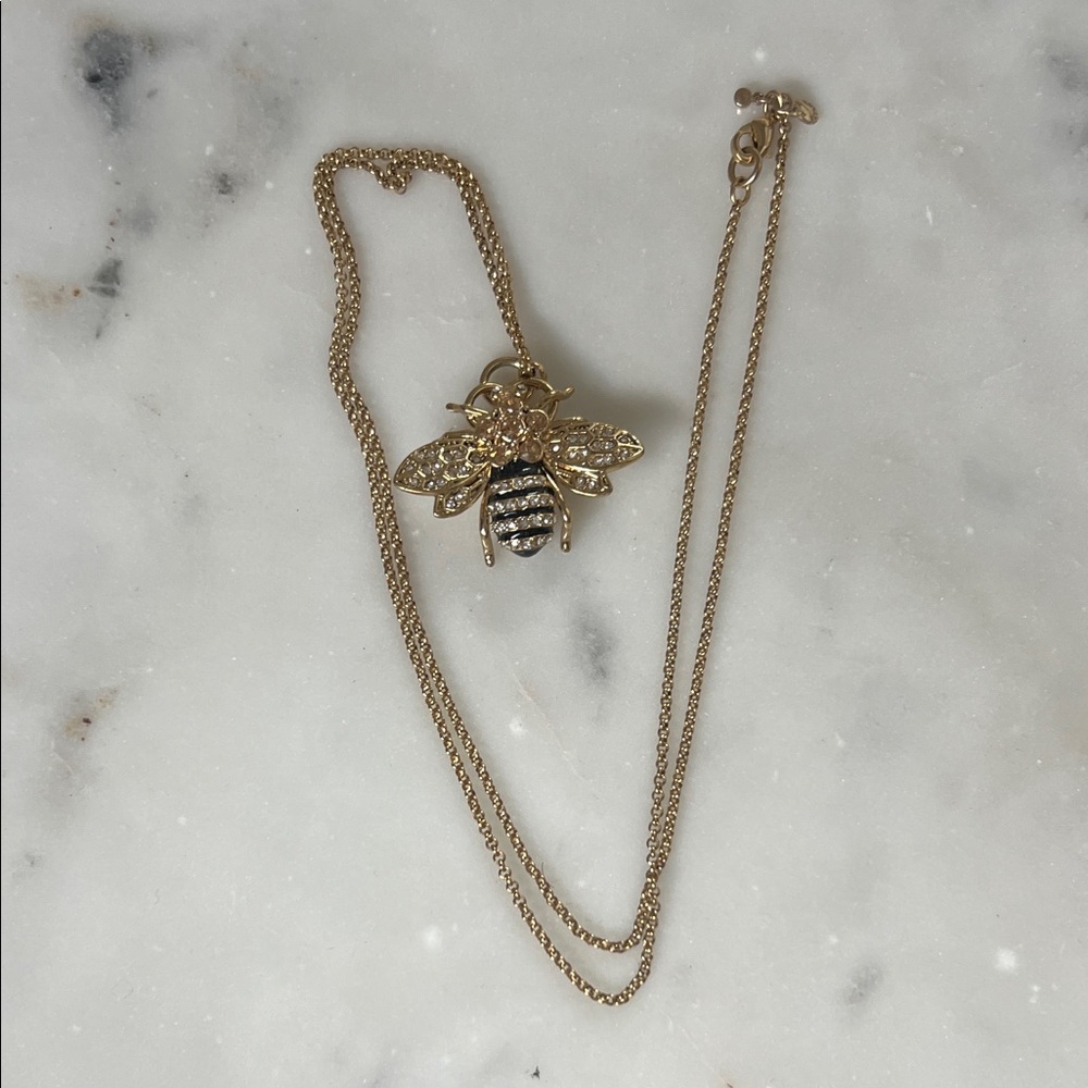 Gold and Silver Bee Pendant Necklace